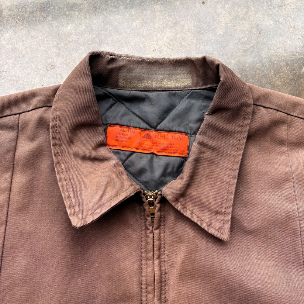 Red Kap Work Jacket Mens XL Brown Quilted Lined Full Zip Utility JT50BN8 Vintage - Picture 5 of 6